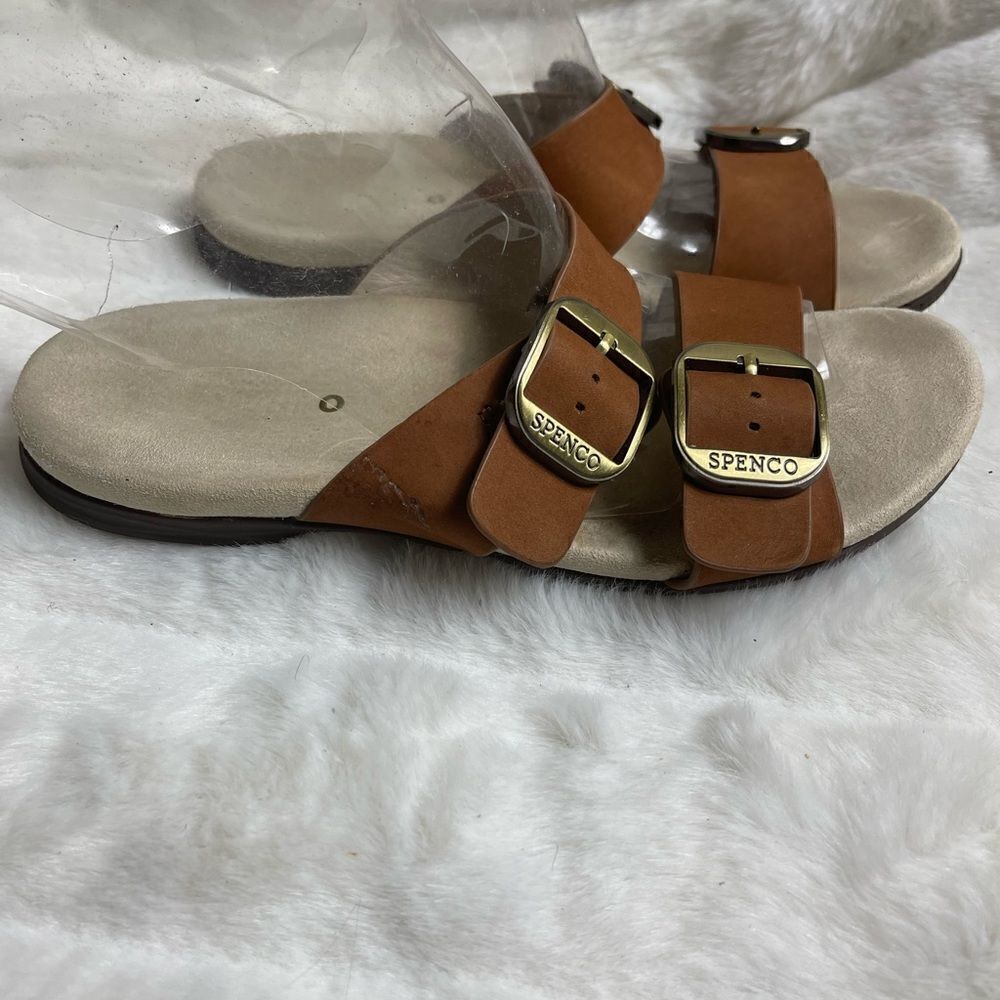 Spenco Vista leather brown straps slides sandals with arch support size 6.5